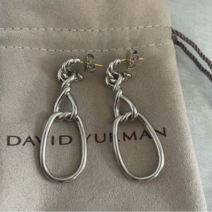 David Yurman Polished Silver Open Oval Drop Earrings